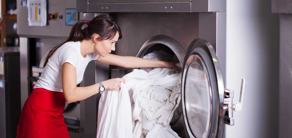 woman in launderette